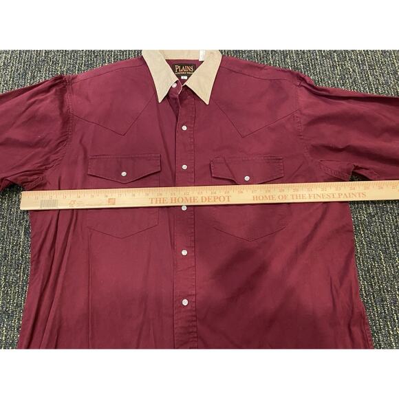 Vintage Plains Western Wear Mens button up Shirt Size L Red Short Sleeve - Picture 4 of 6